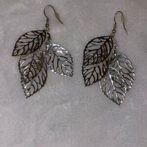 BRAND NEW Silver Leaf Stencil Earrings